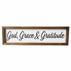Backyard Expressions "God, Grace, and Gratitude" 32" x 9" Wooden Frame Sign - 910499 - Wall Decor
