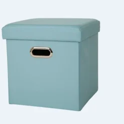 Glitzhome Aqua Storage Ottoman 1504003764 - Living Room Furniture