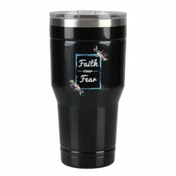Lincoln Outfitters "Faith Over Fear" 30 oz. Religious Tumbler, Black - 89-631-0204 - Tumblers