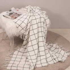 Glitzhome 400G Acrylic White Black Plaid Woven Throw Blanket - 1518203175 - Holiday Throw Blankets -Outlet Hearth And Home Store 16cfeb47f5c794a0d88a9bce59dd3ac2d65420d7 93430165 4