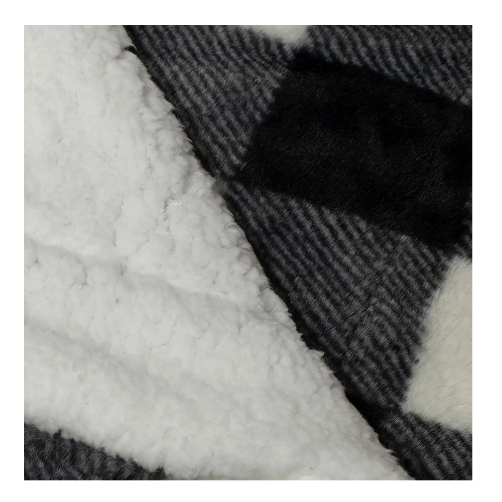 URBAN DEER Black White Buffalo Check Printed Faux Rabbit fur Reversible to White Sherpa 50 x 60 Throw - RK-RABSH-BBUF - Blankets & Bedspreads 5 URBAN DEER Black White Buffalo Check Printed Faux Rabbit fur Reversible to White Sherpa 50 x 60 Throw - RK-RABSH-BBUF - Blankets & Bedspreads - Image 3