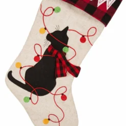 Glitzhome LED Cat Embroidered Linen Christmas Stocking - 1113203058 - Christmas Stockings -Outlet Hearth And Home Store 1ebf0870f13f0dab9ac9a52dc54f9c314589de5f 93430126 3