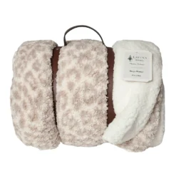 Lavina Home Leopard Printed Sherpa Reversible to Sherpa 90 x 90 Blanket - RK-SHERP-CLEO - Blankets & Bedspreads