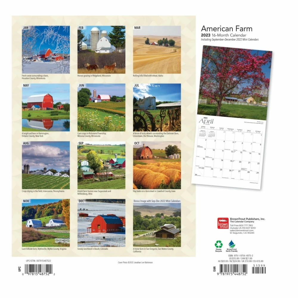 Brown Trout American Farm 2023 Square Calendar - Calendars 4 Brown Trout American Farm 2023 Square Calendar - Calendars - Image 2
