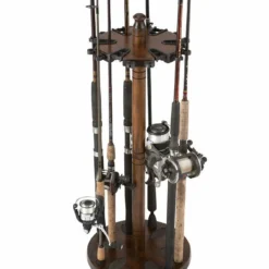 Rush Creek Creations 24 Fishing Rod Round Wood Storage Rack Dark Stain 383002 - Storage Furniture -Outlet Hearth And Home Store 2 7 351