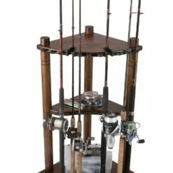 Rush Creek Creations 13 Fishing Rod Wood Corner Rack Dark Stain 383004 - Storage Furniture -Outlet Hearth And Home Store 2 7 353