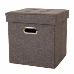 Glitzhome Gray Storage Ottoman 1504003781 - Living Room Furniture