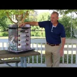 Rush Creek Creations Bass 14 Fishing Rod Rack with Four Bait Bin Storage 383009 - Storage Furniture