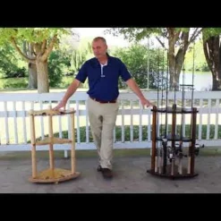 Rush Creek Creations 13 Fishing Rod Wood Corner Rack Light Stain 383003 - Storage Furniture