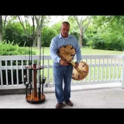 Rush Creek Creations 30 Fishing Rod Spinning Wood Storage Rack Light Stain 383005 - Storage Furniture