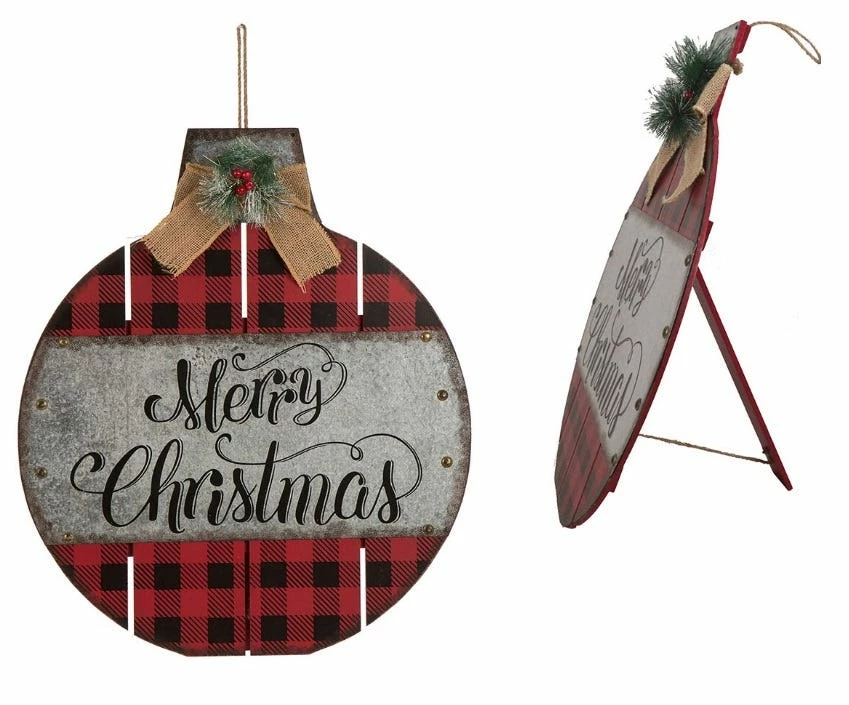 Various Brands Wood Metal Plaid Ornament Sign JK37680 - Décor 3 Various Brands Wood Metal Plaid Ornament Sign JK37680 - Décor