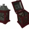 Various Brands Small Red Wood Lantern with Snow Flake Cutout JK38529ARK - Décor