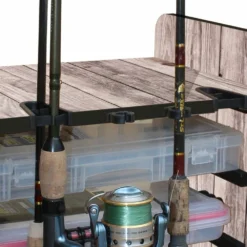 Rush Creek Creations Bass 14 Fishing Rod Rack with Four Bait Bin Storage 383009 - Storage Furniture -Outlet Hearth And Home Store 3 8 35