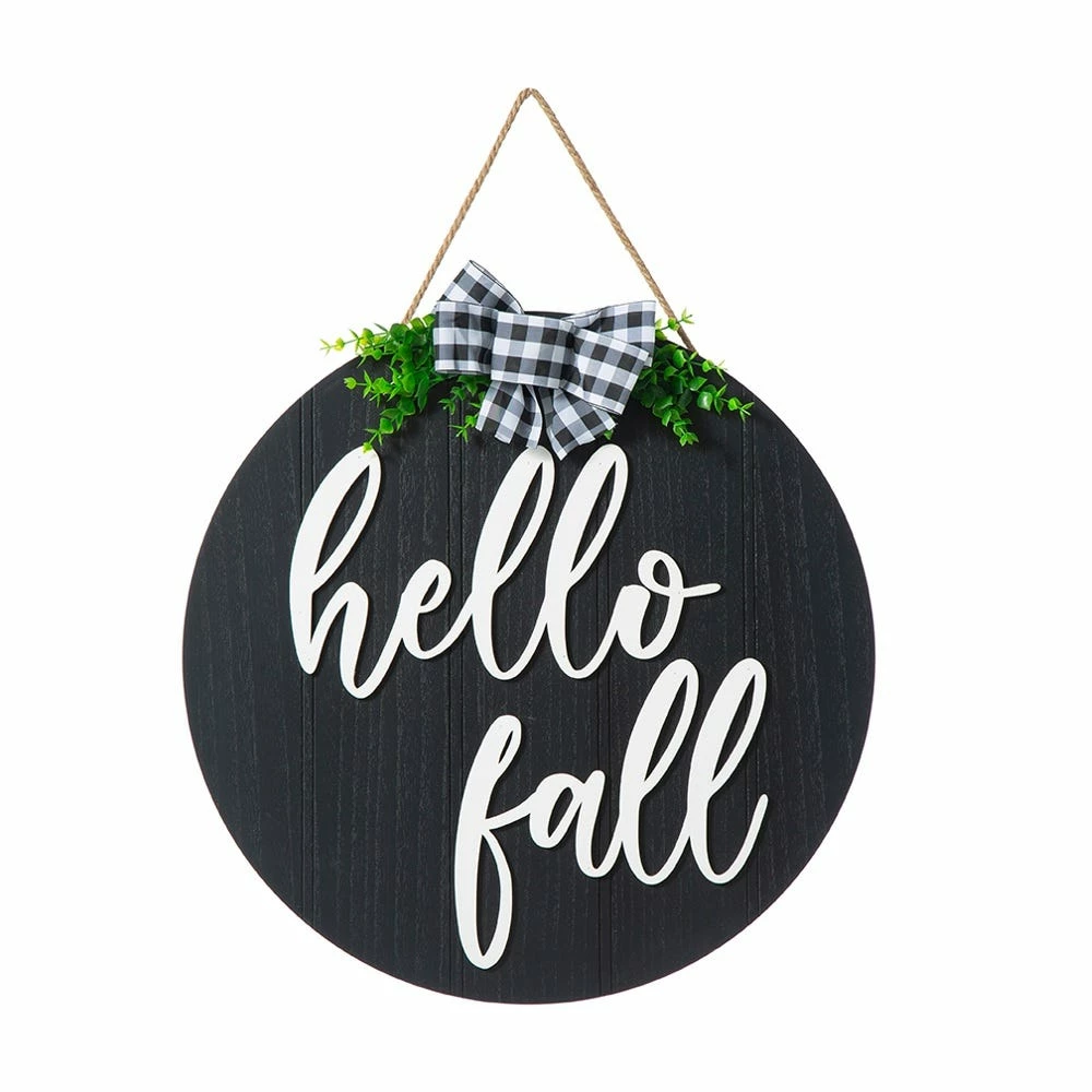 Glitzhome 20" Black Hello Fall Greenery Hanger - JKC02306 - Porch Seasonal Decor 3 Glitzhome 20" Black Hello Fall Greenery Hanger - JKC02306 - Porch Seasonal Decor