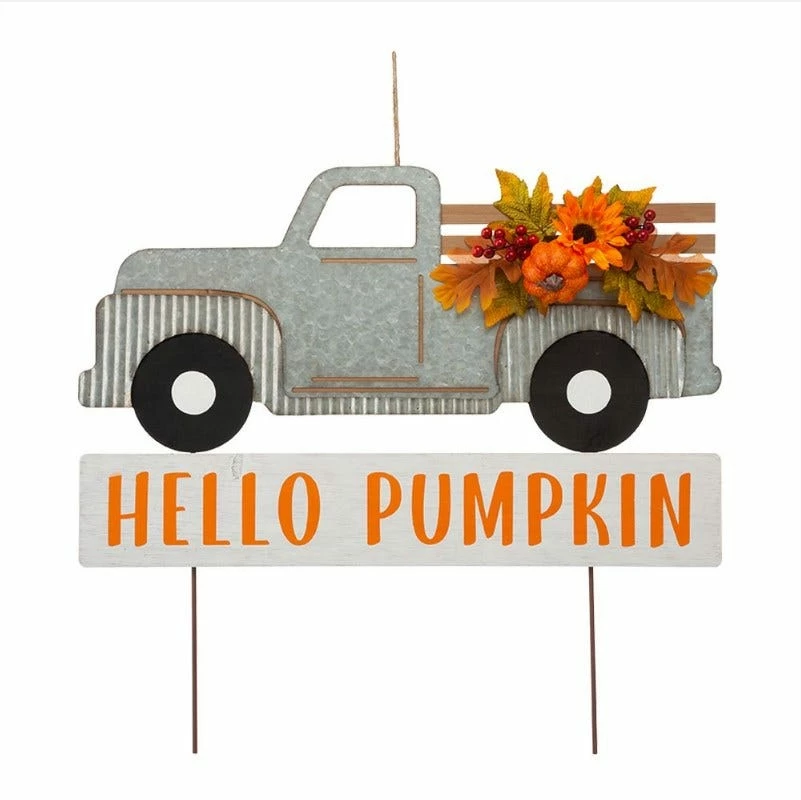 Various Brands 28" Metal Hello Pumpkin Truck Yard Stake - JKC00957RK - Porch Seasonal Decor 3 Various Brands 28" Metal Hello Pumpkin Truck Yard Stake - JKC00957RK - Porch Seasonal Decor