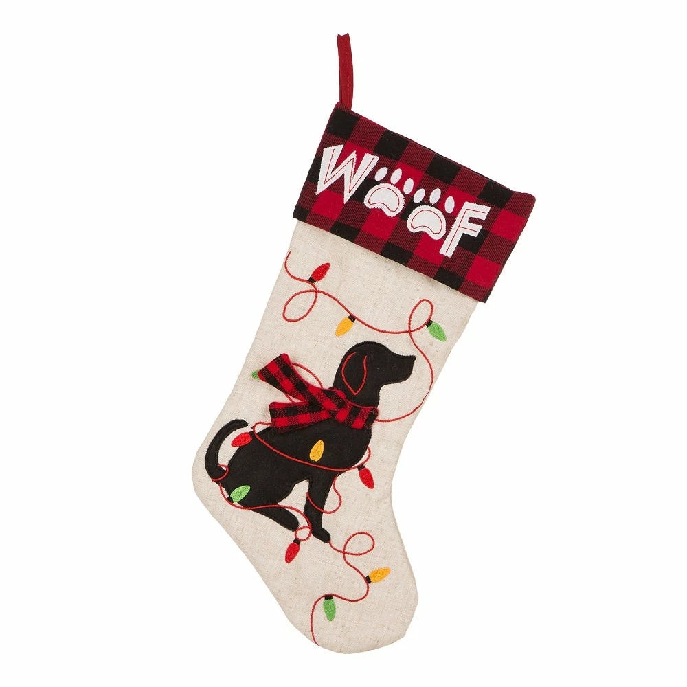 Glitzhome LED Dog Embroidered Linen Christmas Stocking - 1113203059 - Christmas Stockings 3 Glitzhome LED Dog Embroidered Linen Christmas Stocking - 1113203059 - Christmas Stockings