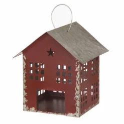 Various Brands Metal Distressed Red House - JK77614RK - Décor