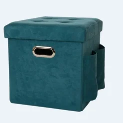 Glitzhome Turquoise Storage Ottoman 1504003774 - Living Room Furniture
