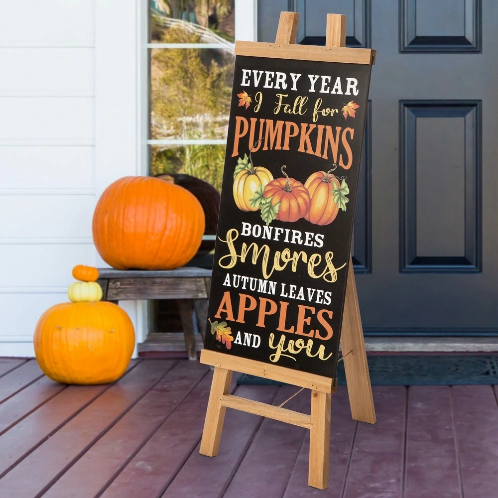 Glitzhome 13" x 32" Duble Sided Wooden Easel Porch Sign, with 2 Changable Sided Sign Board(Fall & Christmas) - 2010100005 - Christmas Decor 13 Glitzhome 13" x 32" Duble Sided Wooden Easel Porch Sign, with 2 Changable Sided Sign Board(Fall & Christmas) - 2010100005 - Christmas Decor - Image 11
