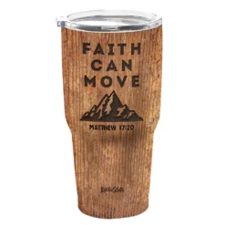 Kerusso Dual Wall Stainless Steel Faith Can Move Mug - Wood Grain, 30 oz. - MUGS221 - Tumblers