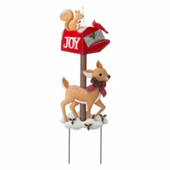 Various Brands 36" Metal Reindeer Squirrel Mail Box Yard Stake - JKC01009 - Porch Seasonal Decor