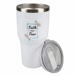 Lincoln Outfitters "Faith Over Fear" 30 oz. Religious Tumbler, White - 89-643-0204 - Tumblers -Outlet Hearth And Home Store 617b295e2cee532deb8ea221af56024819eb3f64 32631066 3