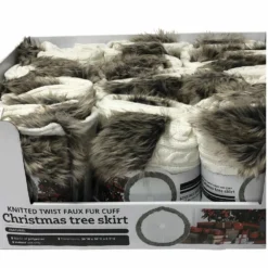 Four Seasons 36" Chunky Cable Knitted Twist Decorative Cream Colored Body, Faux Fur Welt Cuff Christmas Tree Skirt - 21XZ-111803TS - Christmas Decor -Outlet Hearth And Home Store 643cb6039e782cfe8fb0e6ef99137510b2fb916e 14762182 1