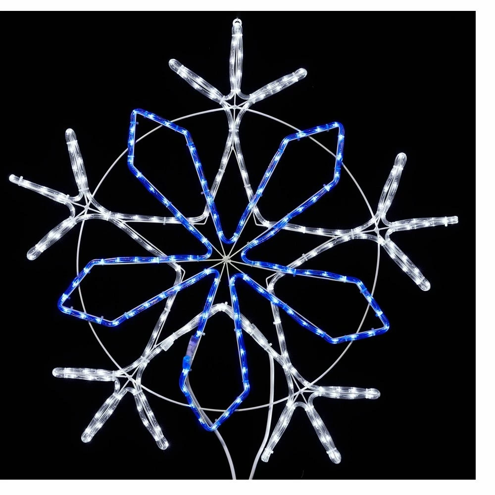 Four Seasons 36" Blue And White LED Snowflake Hanging Christmas Light Decoration With Multi Light Effects - YF20173602 - Christmas Decor 4 Four Seasons 36" Blue And White LED Snowflake Hanging Christmas Light Decoration With Multi Light Effects - YF20173602 - Christmas Decor - Image 2