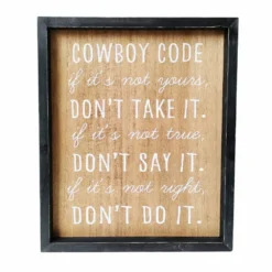 Backyard Expressions "Cowboy Code" 14" x 12" Wooden Frame Sign - 910491 - Wall Decor