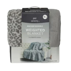 Pur Serenity 15 lb. Machine Washable Back Printed Brushed fur Reversible to mink 48 x 72 Weighted Blanket - RK-FURMNK-15 - Blankets & Bedspreads