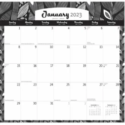 Brown Trout Ebony & Ivory 2023 Square Office 12x12 Sticker Calendar - Calendars