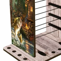 Rush Creek Creations Bass 14 Fishing Rod Rack with Four Bait Bin Storage 383009 - Storage Furniture -Outlet Hearth And Home Store 7 47