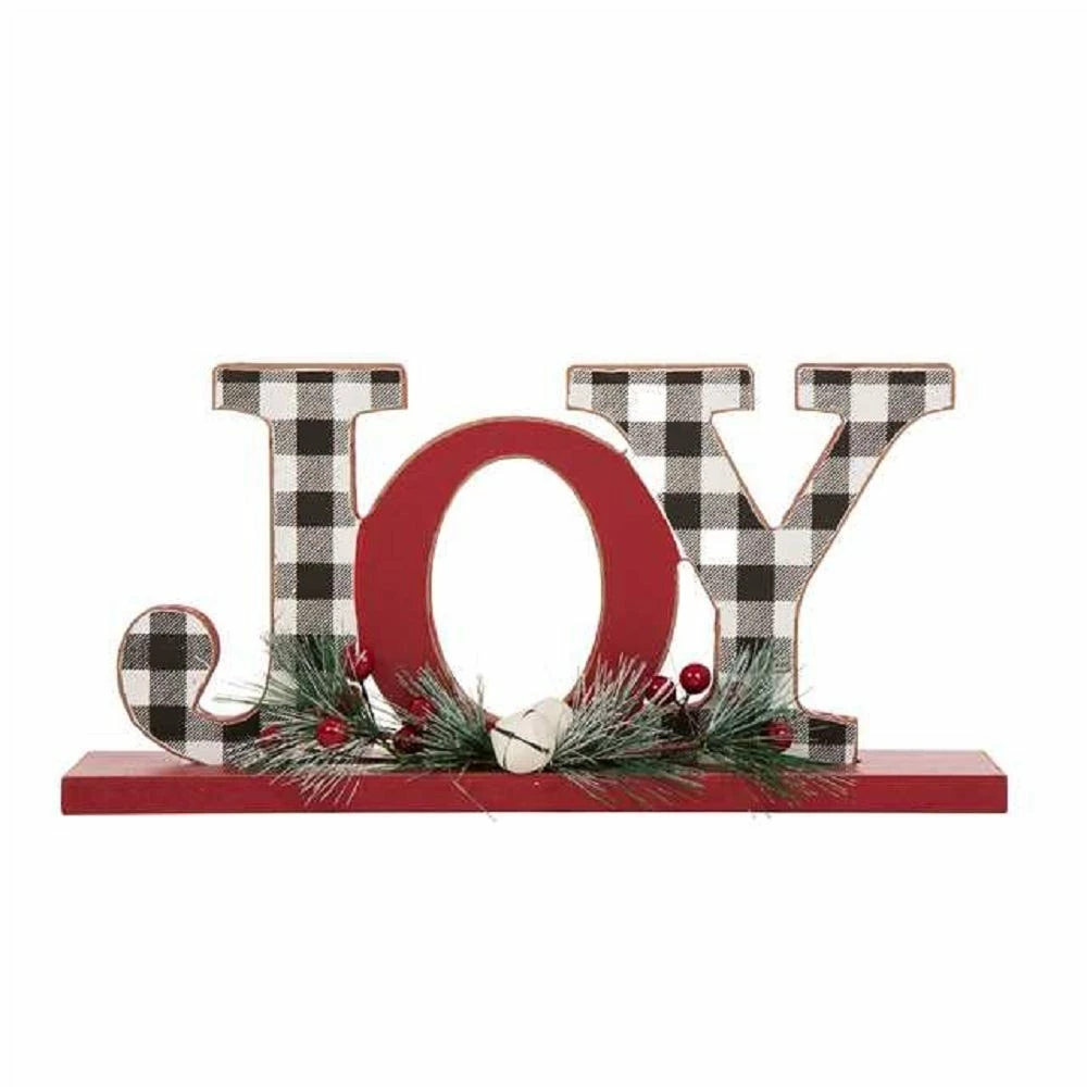 Glitzhome Christmas Wooden Plaid Joy Table Decor - 1114202576 - Table Top Decor 3 Glitzhome Christmas Wooden Plaid Joy Table Decor - 1114202576 - Table Top Decor