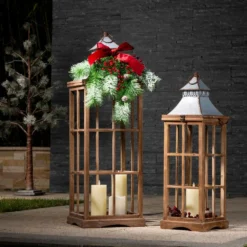Glitzhome Farmhouse Wood Metal Lantern Set - 1107203555 - Novelty Lighting -Outlet Hearth And Home Store a348409bf382ffd0d92d6d182ba391602bd908a6 93430255 5