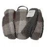 Lavina Home Grey Buffalo Check Printed Sherpa Reversible to Sherpa 90 x 90 Blanket - RK-SHERP-GBUF - Blankets & Bedspreads