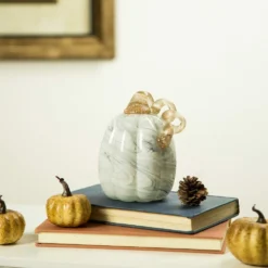 Glitzhome 5.71 Inch Gray Marble Tall Glass Pumpkin - 1209003568 - Centerpieces -Outlet Hearth And Home Store a81ec068f55afd94a295044eb87ee56ec986815e 93422046 5