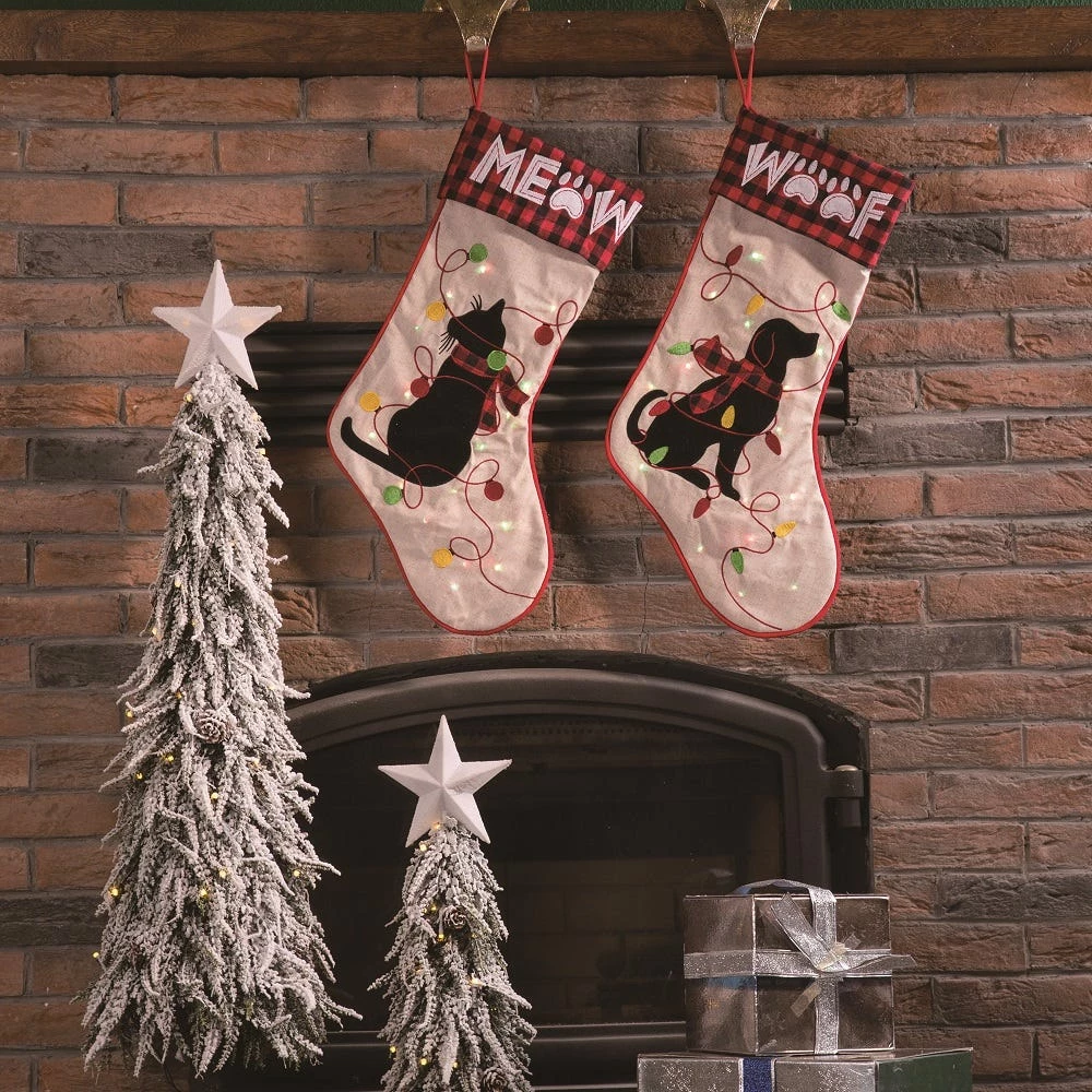 Glitzhome LED Dog Embroidered Linen Christmas Stocking - 1113203059 - Christmas Stockings 8 Glitzhome LED Dog Embroidered Linen Christmas Stocking - 1113203059 - Christmas Stockings - Image 6