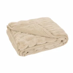 Glitzhome 50 X 60 In Faux Fur Elastic Throw Blanket Beige - 1518202615 - Holiday Throw Blankets