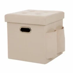 Glitzhome Cream Storage Ottoman 1504004261 - Living Room Furniture
