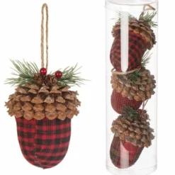 Various Brands Plaid Fabric Acorn Ornament JK95052 - Décor