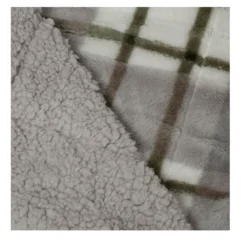 URBAN DEER Grey & White Plaid Printed Fur Reversible to White Sherpa 50 x 60 Throw - RK-FURSH-TPLD - Blankets & Bedspreads -Outlet Hearth And Home Store b57dd88ca5431ded848d3e120f7999e5d6e9e0fe 490932032 jpg 1