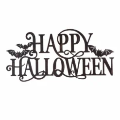 Glitzhome 23.94 Inch Metal Happy Halloween Wall Sign - 1708202962 - Wall Decor
