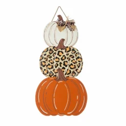 Glitzhome 36" Leopard Pumpkin Stack Stand - JKC02311 - Porch Seasonal Decor