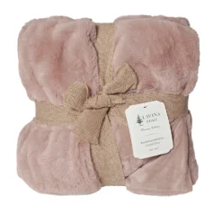 Lavina Home Rose Rouched Faux Fur Reversible to Mink 50 x 60 Throw - RK-FURMNK-ROSE - Blankets & Bedspreads