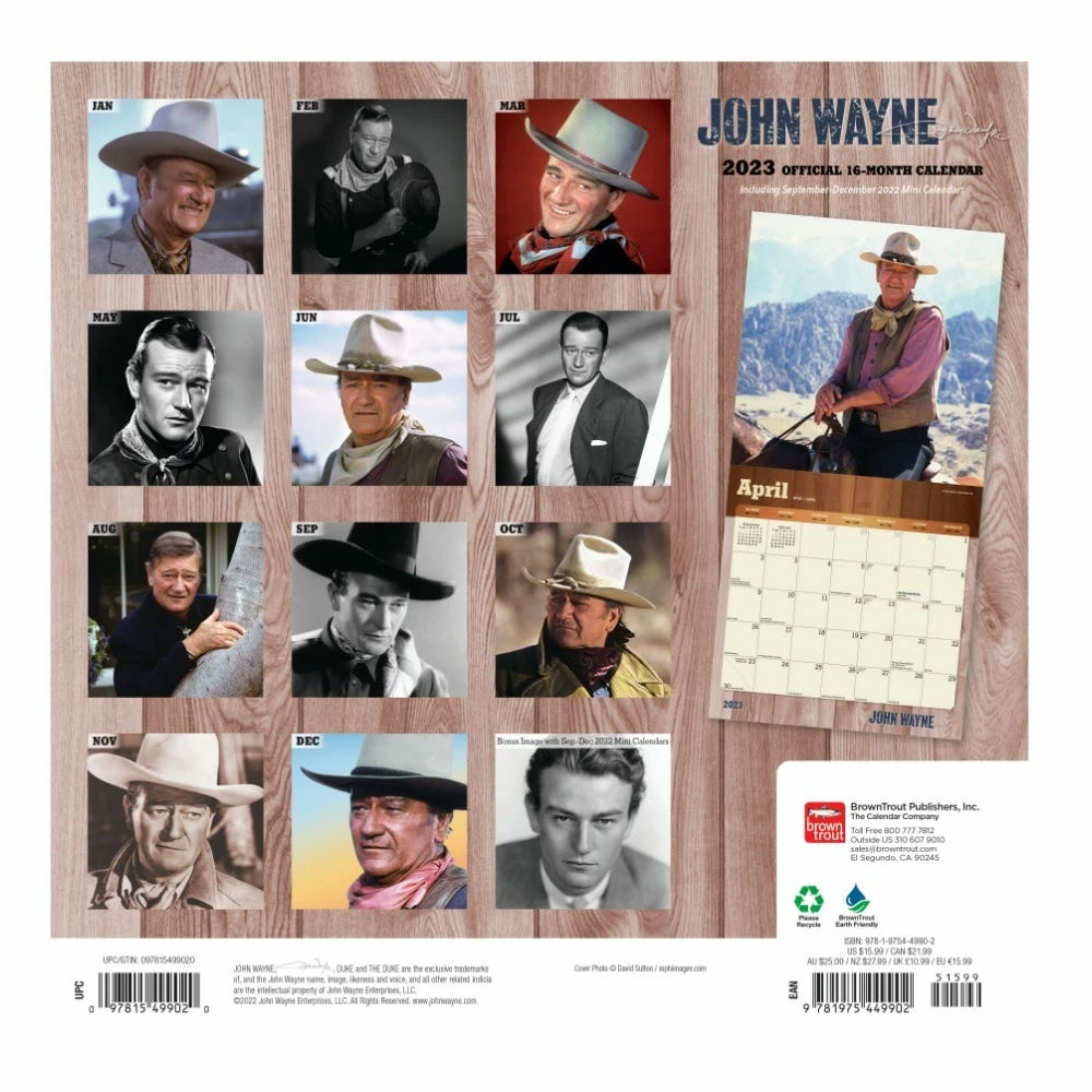 Brown Trout John Wayne 2023 Square Foil Calendar - Calendars 4 Brown Trout John Wayne 2023 Square Foil Calendar - Calendars - Image 2