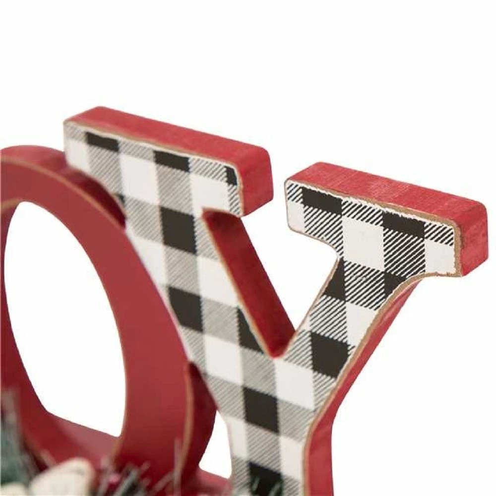 Glitzhome Christmas Wooden Plaid Joy Table Decor - 1114202576 - Table Top Decor 6 Glitzhome Christmas Wooden Plaid Joy Table Decor - 1114202576 - Table Top Decor - Image 4