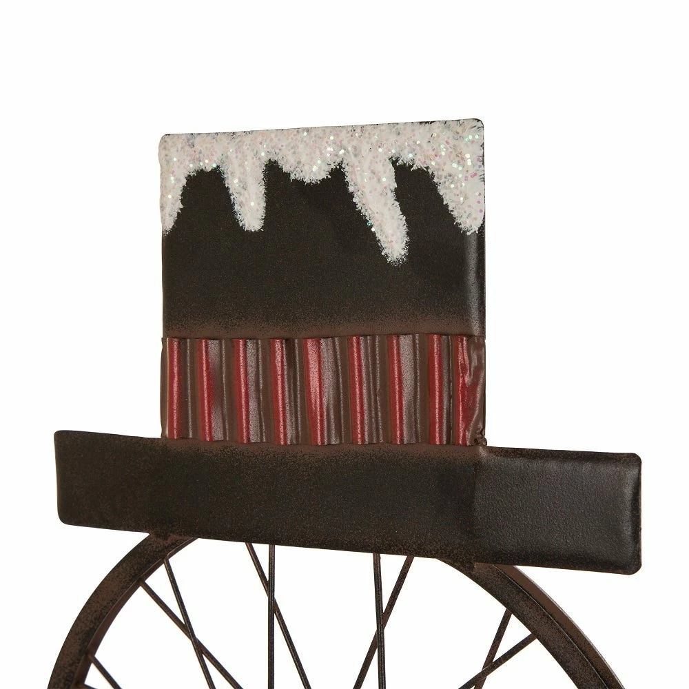 Glitzhome Metal Bike Wheel Snowman with Plaid Scarf Yard Stake or Wall Decor - 1103202625 - Yard Decor 5 Glitzhome Metal Bike Wheel Snowman with Plaid Scarf Yard Stake or Wall Decor - 1103202625 - Yard Decor - Image 3