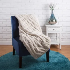Glitzhome 50 X 60 In Faux Fur Elastic Throw Blanket Beige - 1518202615 - Holiday Throw Blankets -Outlet Hearth And Home Store c9bc7dfd94fc6703a403b595fa35420b38100608 93430247 4