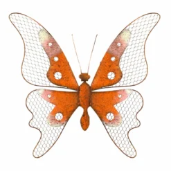 Alpine Metal Orange Butterfly Wall Decor MCC406