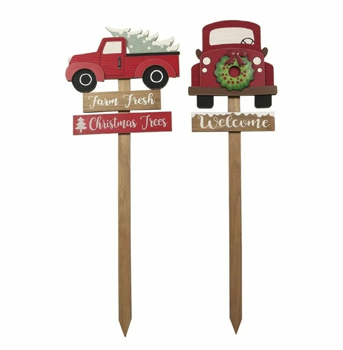 Various Brands Wooden Truck Yard Stake, Assorted - JK38676RK - Décor 3 Various Brands Wooden Truck Yard Stake, Assorted - JK38676RK - Décor